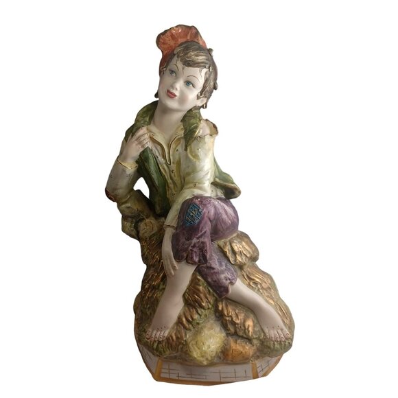 Antique Vtg Italian Girl Boy Victorian Peasant Children Capodimonte BENACCHIO 2 - Picture 8 of 16